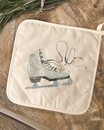 Watercolor Ice Skate - Cotton Pot Holder