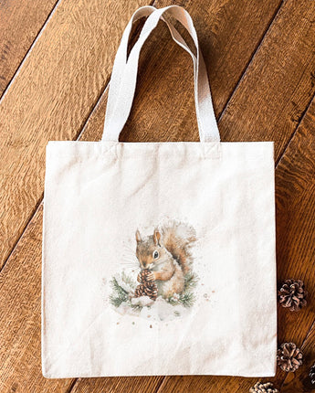 Pinecone Squirrel - Customizable Canvas Tote Bag
