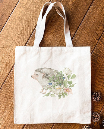 Floral Hedgehog - Canvas Tote Bag