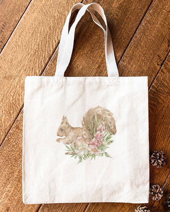 Floral Squirrel - Canvas Tote Bag