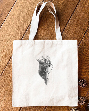 Hand Drawn Bear Cub - Canvas Tote Bag