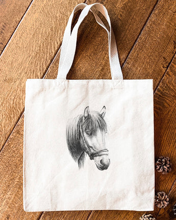 Hand Drawn Horse - Canvas Tote Bag