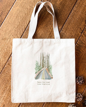 Road Less Traveled Watercolor - Canvas Tote Bag