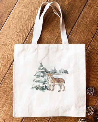 Watercolor Lynx Scene - Canvas Tote Bag