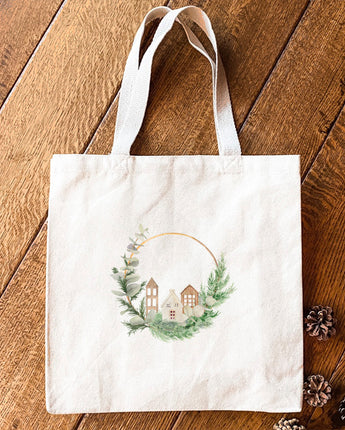 Wood Village Wreath - Canvas Tote Bag