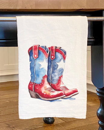 Patriotic Cowboy Boots - Cotton Tea Towel