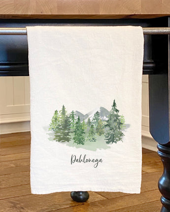 Watercolor Mountain Scene, Custom - Cotton Tea Towel