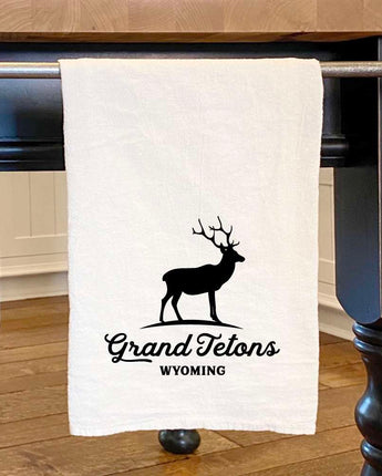 Buck Silhouette w/ City, State - Custom Cotton Tea Towel