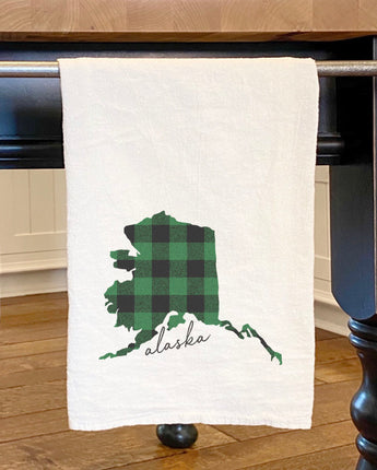 Green Plaid State - Cotton Tea Towel