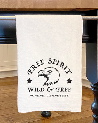 Free Spirit w/ City, State - Cotton Tea Towel