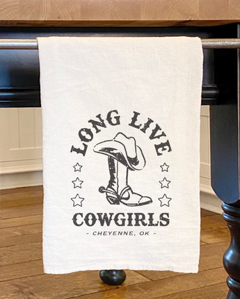 Long Live Cowgirls w/ City, State - Cotton Tea Towel