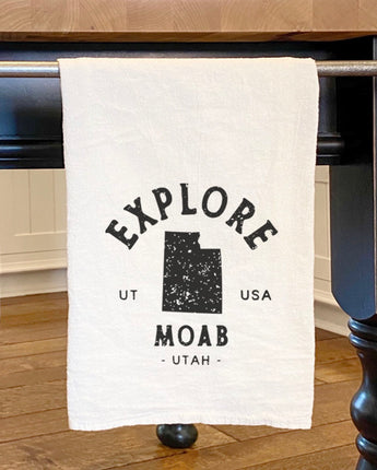 Explore State w/ City, State - Cotton Tea Towel