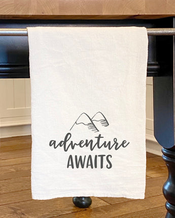 Adventure Awaits (Mountains) - Cotton Tea Towel