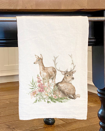 Floral Deer - Cotton Tea Towel