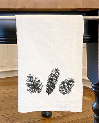 Hand Drawn Pinecones - Cotton Tea Towel
