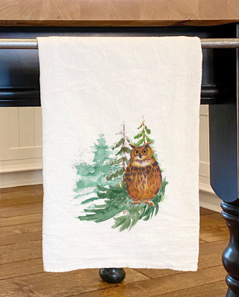 Owl in Forest - Cotton Tea Towel