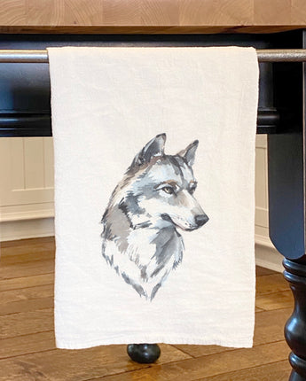 Watercolor Wolf Head - Cotton Tea Towel
