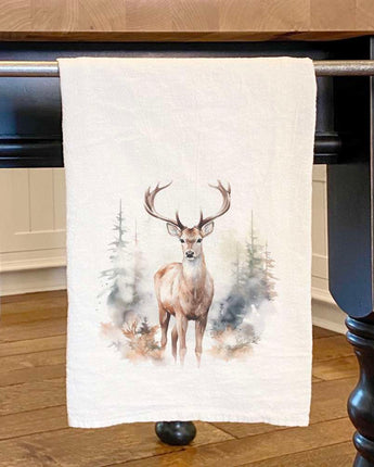 Winter Buck Scene - Cotton Tea Towel