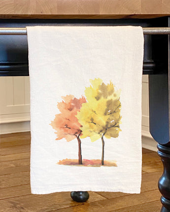 Watercolor Fall Trees (Pair) - Cotton Tea Towel