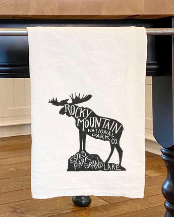 Rocky Mountain National Park Moose - Cotton Tea Towel