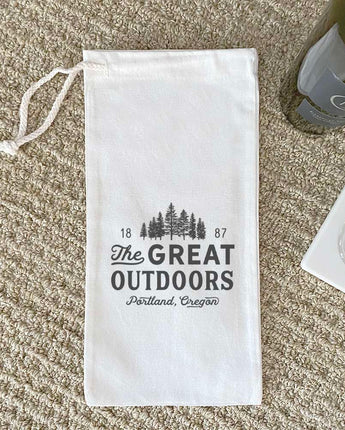 Great Outdoors w/ City, State - Canvas Wine Bag
