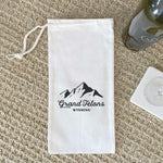 Mountain Silhouette w/ City, State - Canvas Wine Bag