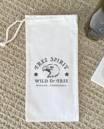 Free Spirit w/ City, State - Canvas Wine Bag