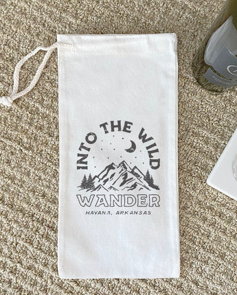 Into the Wild w/ City, State - Canvas Wine Bag