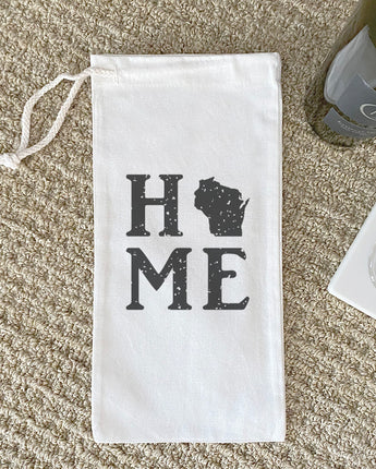Distressed Home w/ State - Canvas Wine Bag