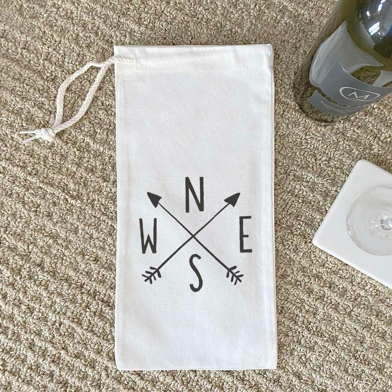 Compass with Arrows - Canvas Wine Bag