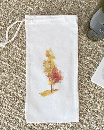 Watercolor Fall Trees (Group) - Canvas Wine Bag
