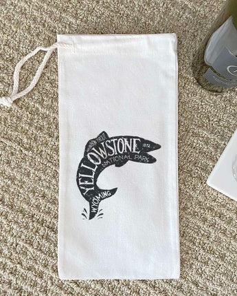 Yellowstone National Park Fish - Canvas Wine Bag