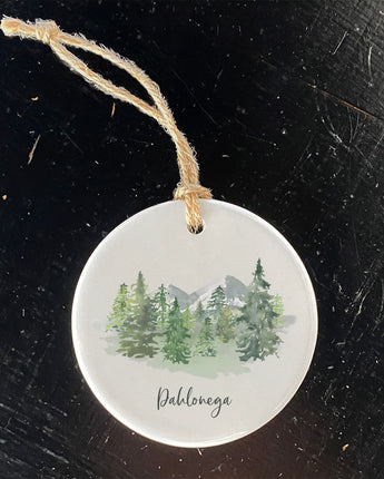 Watercolor Mountain Scene - Custom Ornament