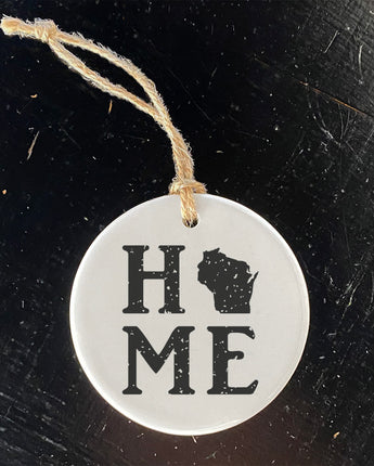 Distressed Home w/ State - Ornament