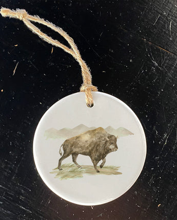 Watercolor Bison Scene - Ornament