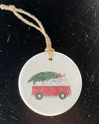 Vintage Van with Tree - Ornament