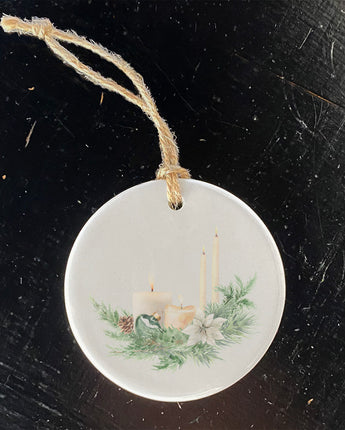 Candle and Pine Arrangement - Ornament