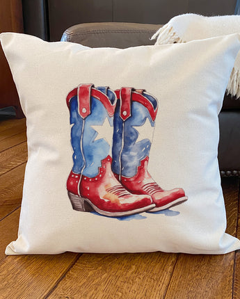 Patriotic Cowboy Boots - Square Canvas Pillow