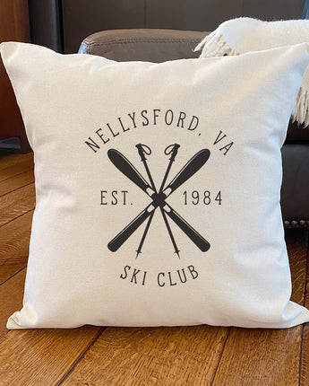 Ski Club w/ City, State - Square Canvas Pillow