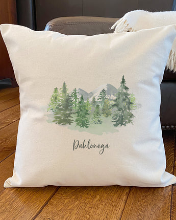 Watercolor Mountain Scene, Custom - Square Canvas Pillow