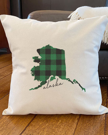 Green Plaid State - Square Canvas Pillow