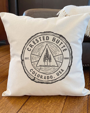Tree Ring w/ City, State - Square Canvas Pillow