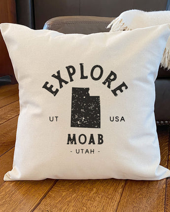 Explore State w/ City, State - Square Canvas Pillow
