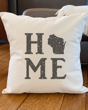 Distressed Home w/ State - Square Canvas Pillow