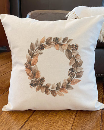 Pinecone Wreath - Autumn Square Canvas Pillow