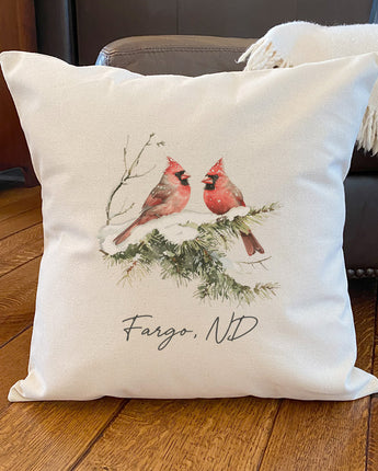 Winter Cardinals - Custom Square Canvas Pillow