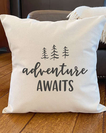 Adventure Awaits (Trees) - Square Canvas Pillow