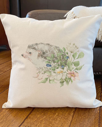Floral Hedgehog - Square Canvas Pillow