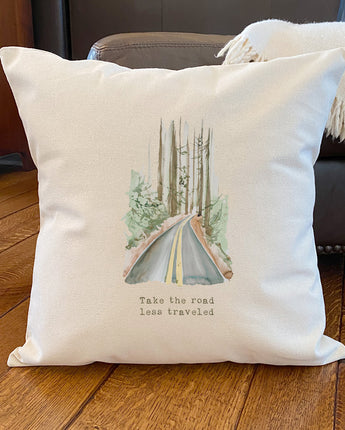 Road Less Traveled Watercolor - Square Canvas Pillow