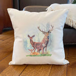 Deer with Family - Square Canvas Pillow